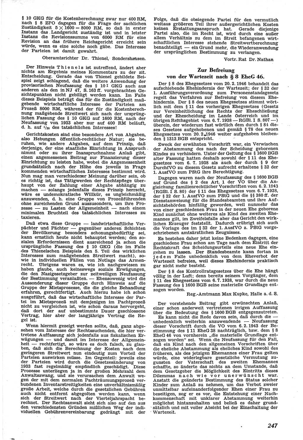 Neue Justiz (NJ), Zeitschrift für Recht und Rechtswissenschaft [Sowjetische Besatzungszone (SBZ) Deutschland], 1. Jahrgang 1947, Seite 247 (NJ SBZ Dtl. 1947, S. 247)