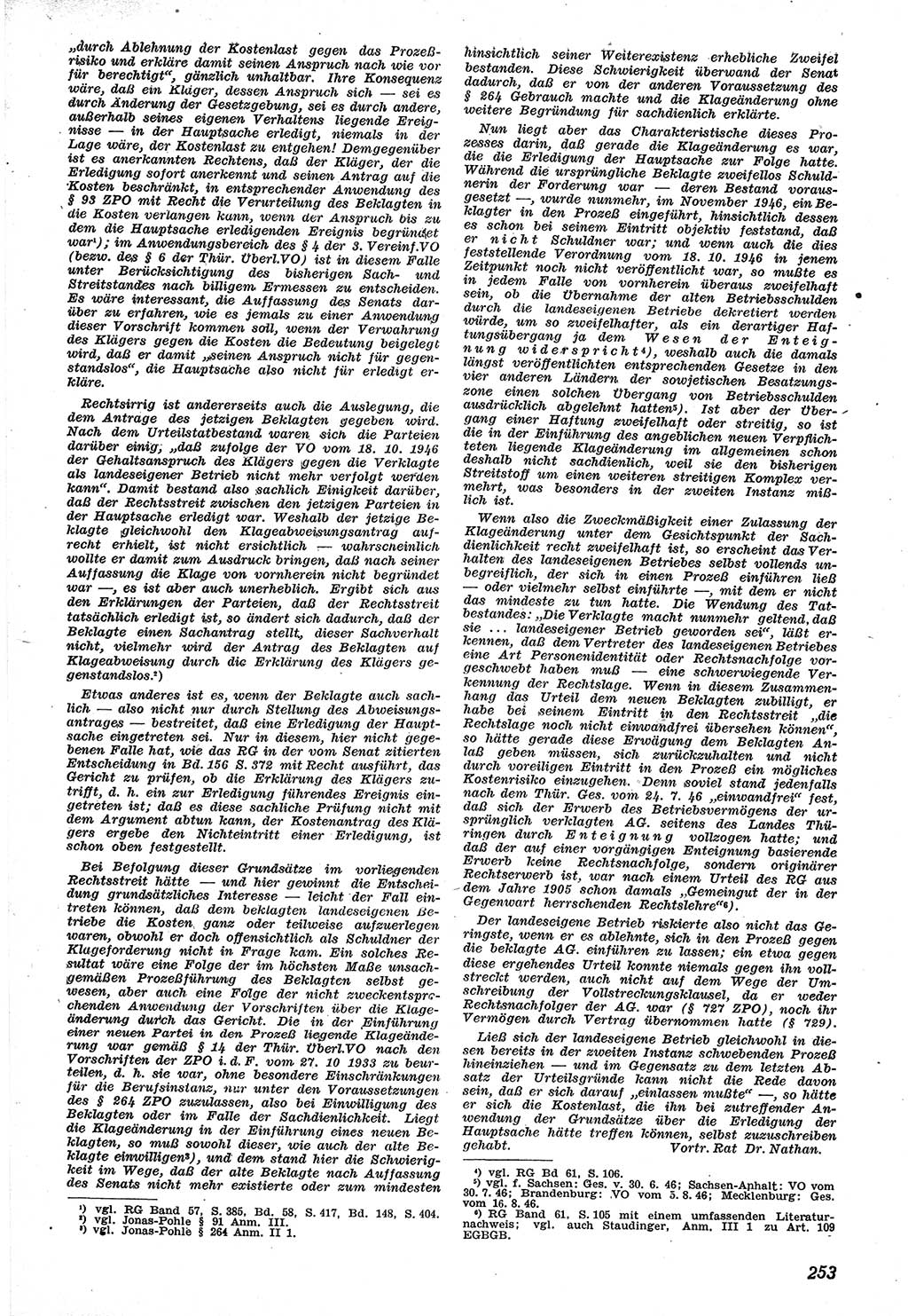 Neue Justiz (NJ), Zeitschrift für Recht und Rechtswissenschaft [Sowjetische Besatzungszone (SBZ) Deutschland], 1. Jahrgang 1947, Seite 253 (NJ SBZ Dtl. 1947, S. 253)