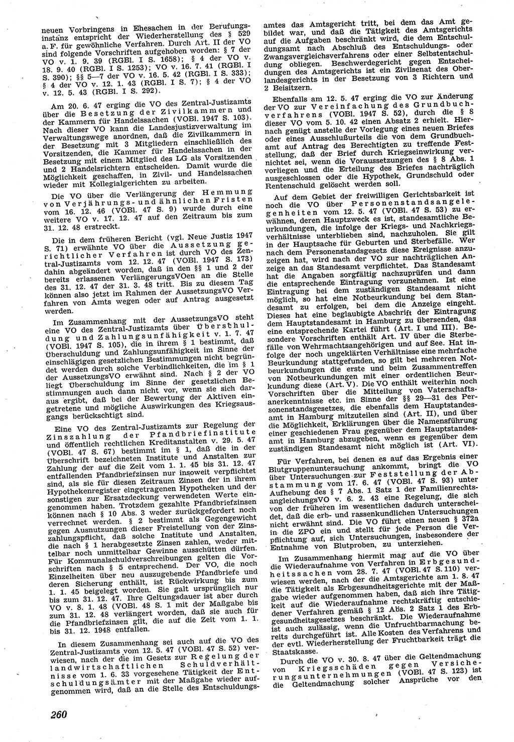 Neue Justiz (NJ), Zeitschrift für Recht und Rechtswissenschaft [Sowjetische Besatzungszone (SBZ) Deutschland], 1. Jahrgang 1947, Seite 260 (NJ SBZ Dtl. 1947, S. 260)