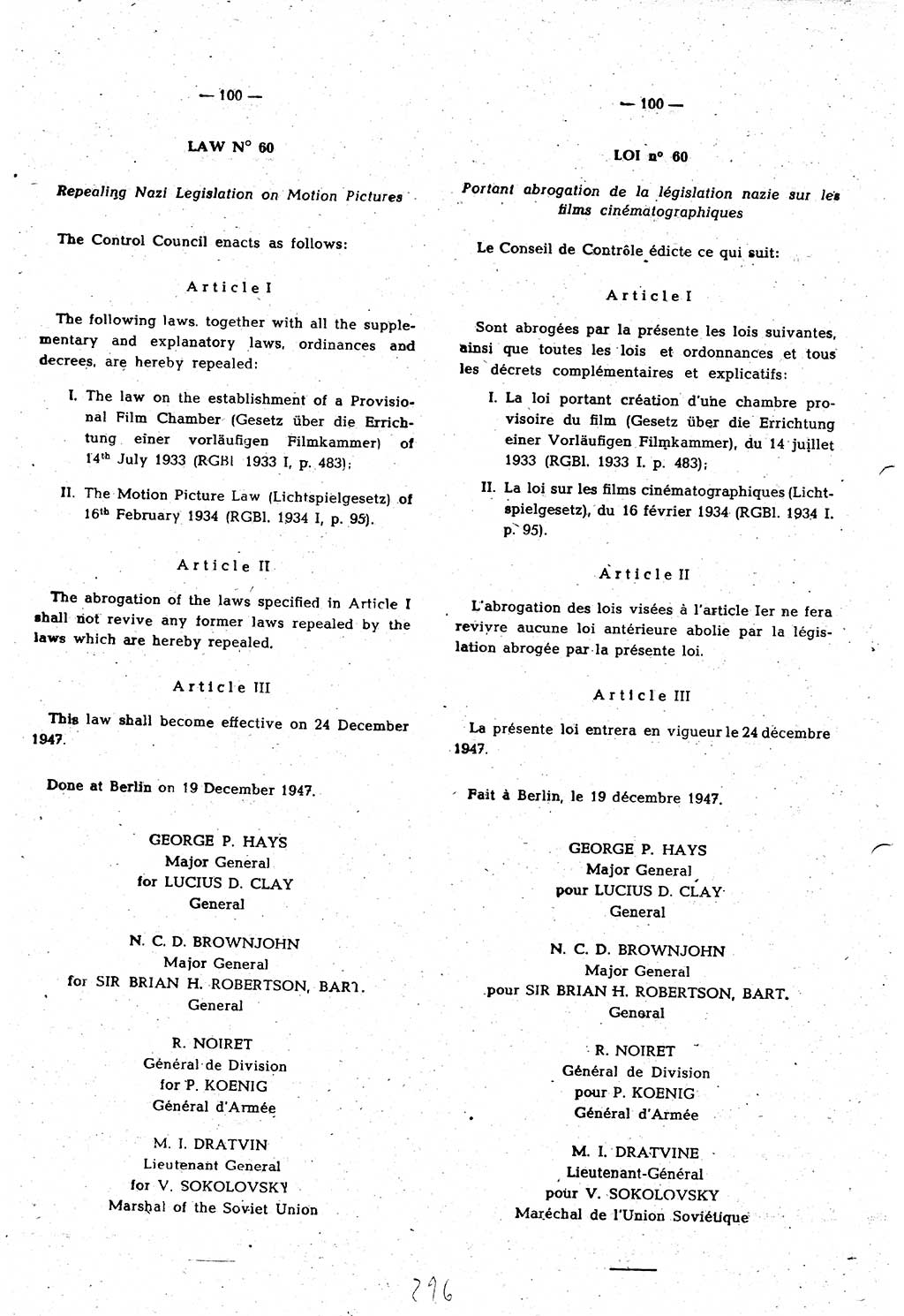 Amtsblatt des Kontrollrats (ABlKR) in Deutschland 1948, Seite 296/1 (ABlKR Dtl. 1948, S. 296/1)