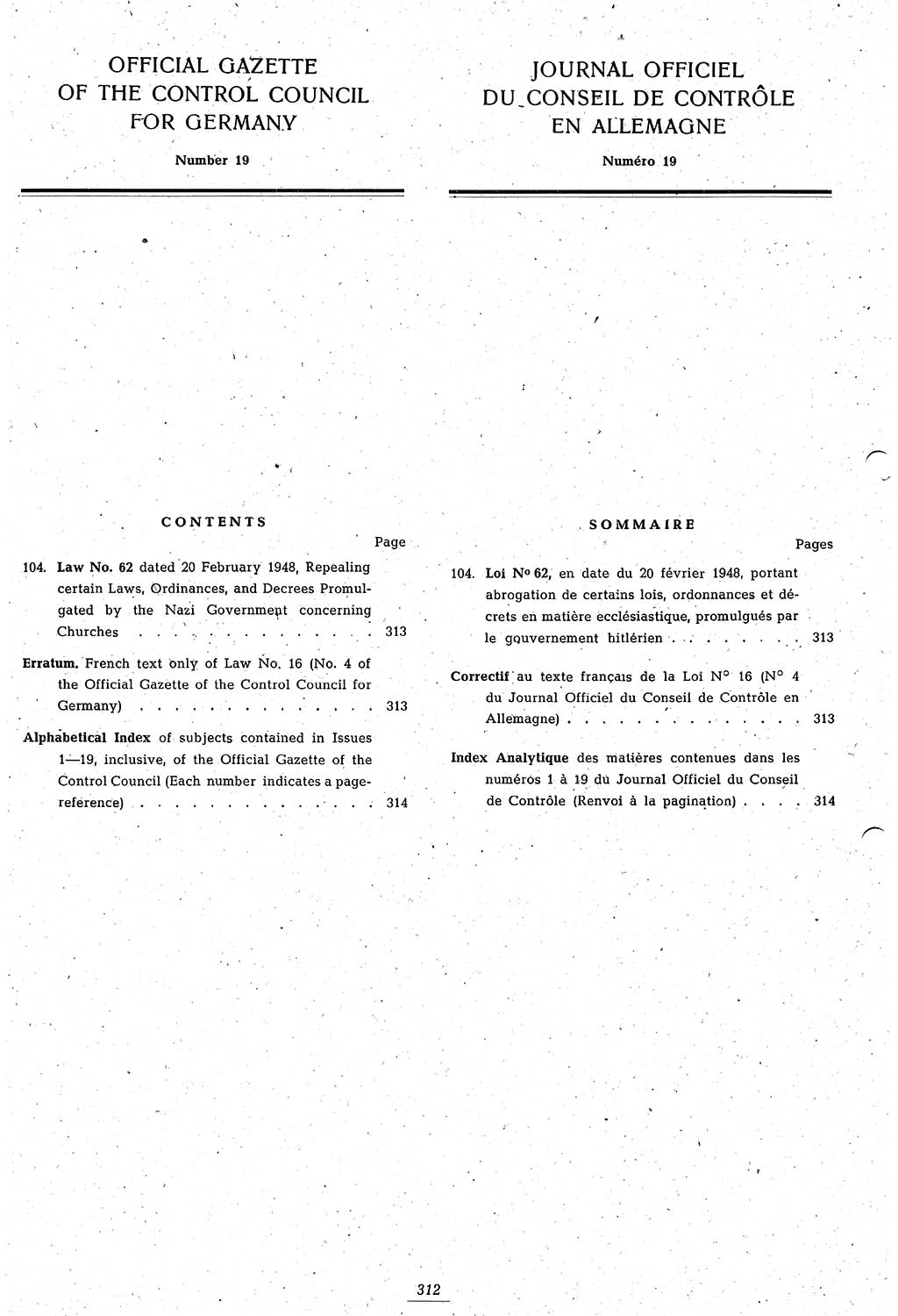 Amtsblatt des Kontrollrats (ABlKR) in Deutschland 1948, Seite 312/1 (ABlKR Dtl. 1948, S. 312/1)