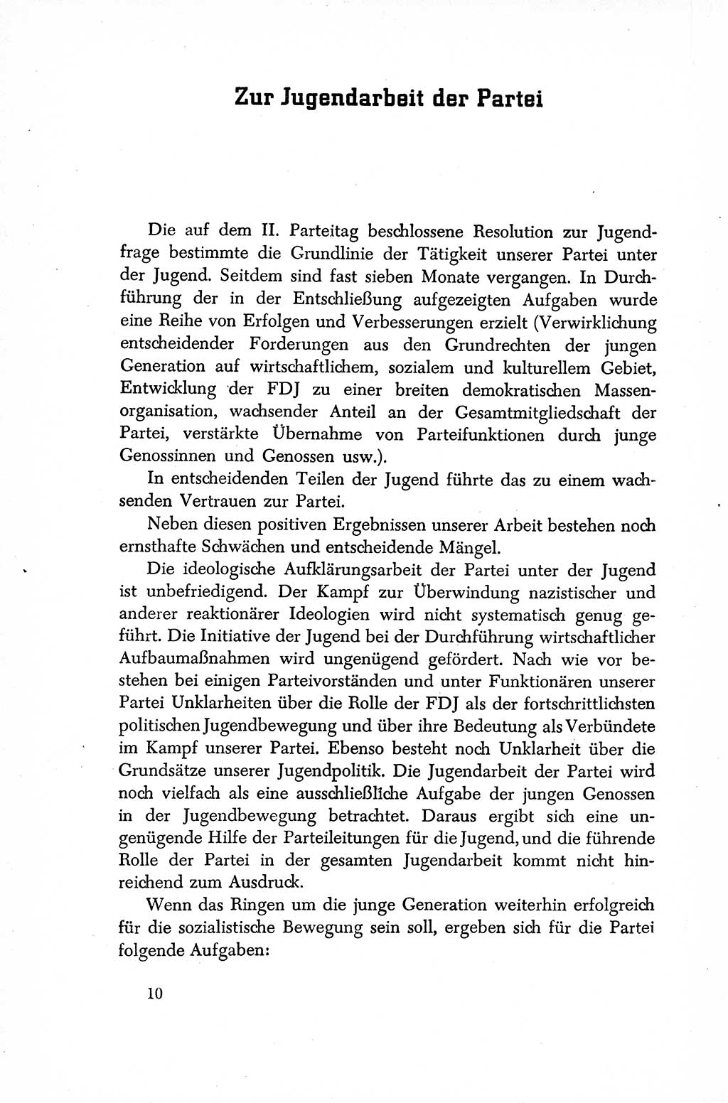 Dokumente der Sozialistischen Einheitspartei Deutschlands (SED) [Sowjetische Besatzungszone (SBZ) Deutschlands/Deutsche Demokratische Republik (DDR)] 1948-1950, Seite 10 (Dok. SED SBZ Dtl. DDR 1948-1950, S. 10)
