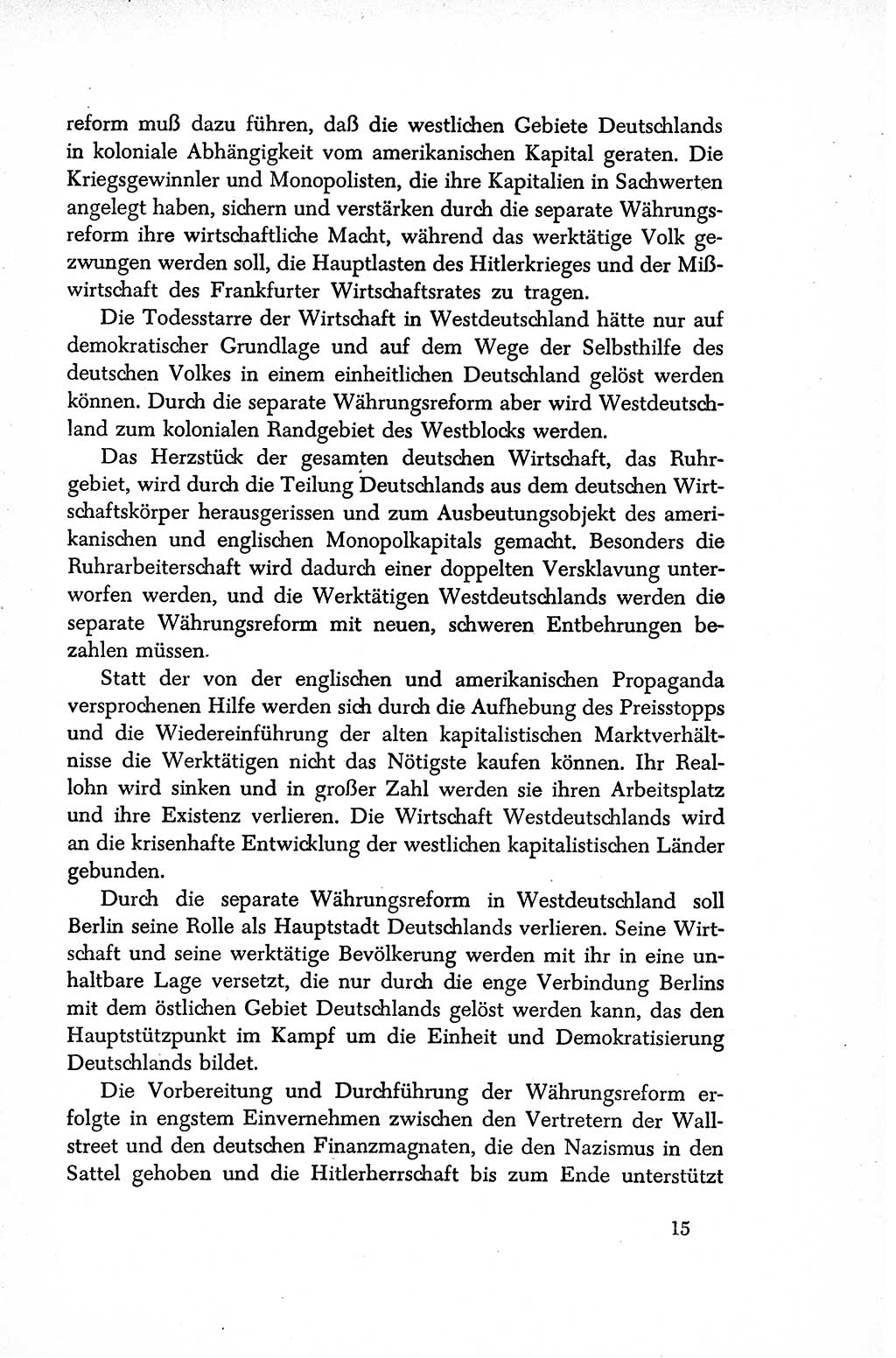 Dokumente der Sozialistischen Einheitspartei Deutschlands (SED) [Sowjetische Besatzungszone (SBZ) Deutschlands/Deutsche Demokratische Republik (DDR)] 1948-1950, Seite 15 (Dok. SED SBZ Dtl. DDR 1948-1950, S. 15)