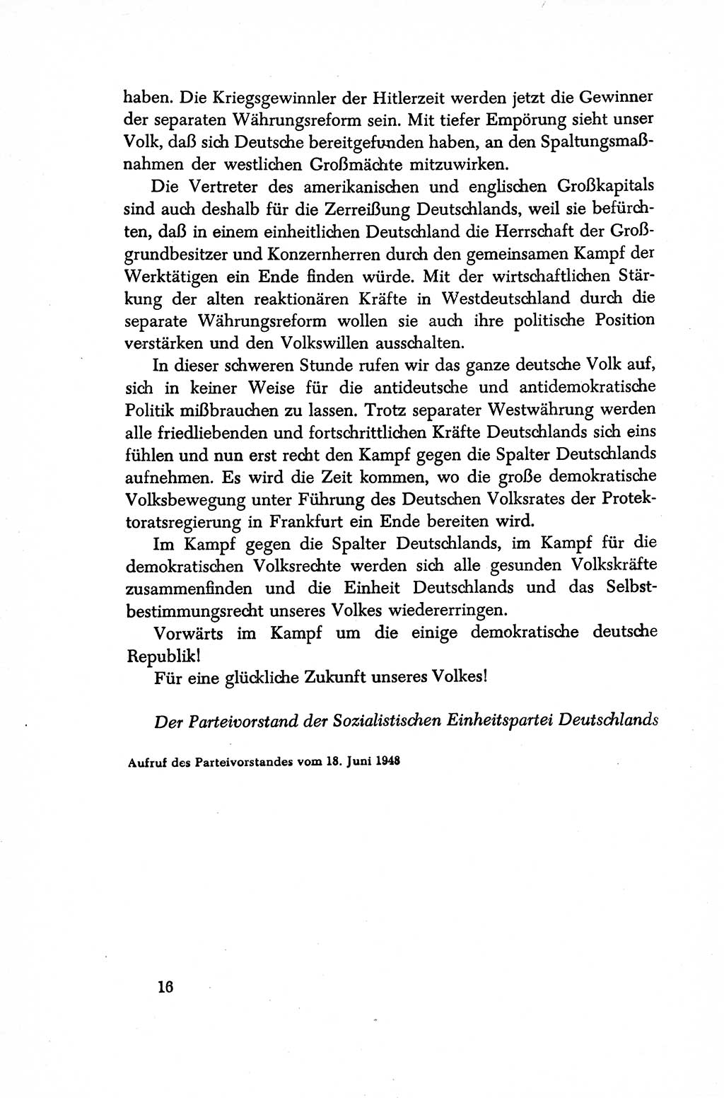 Dokumente der Sozialistischen Einheitspartei Deutschlands (SED) [Sowjetische Besatzungszone (SBZ) Deutschlands/Deutsche Demokratische Republik (DDR)] 1948-1950, Seite 16 (Dok. SED SBZ Dtl. DDR 1948-1950, S. 16)