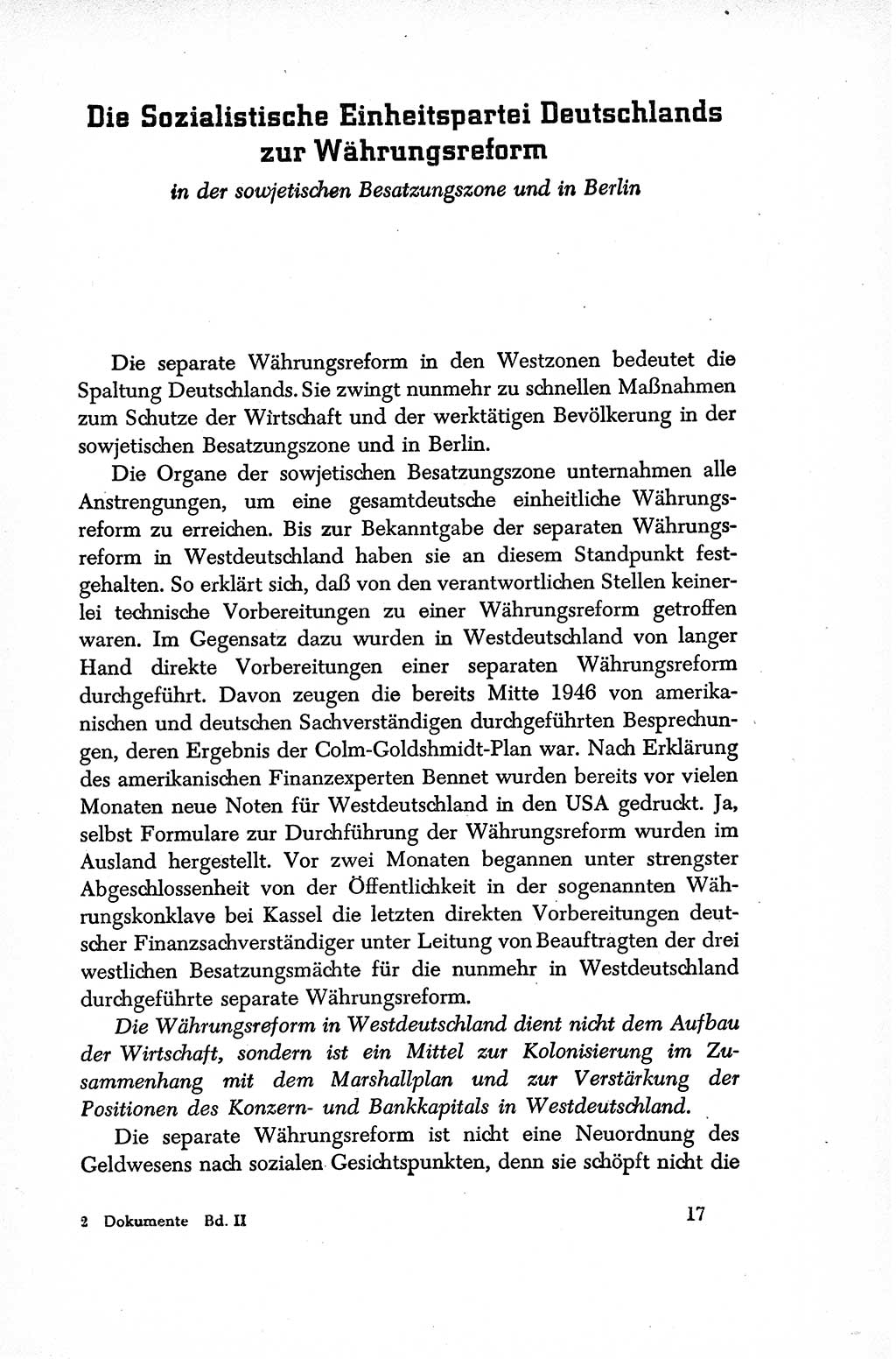 Dokumente der Sozialistischen Einheitspartei Deutschlands (SED) [Sowjetische Besatzungszone (SBZ) Deutschlands/Deutsche Demokratische Republik (DDR)] 1948-1950, Seite 17 (Dok. SED SBZ Dtl. DDR 1948-1950, S. 17)