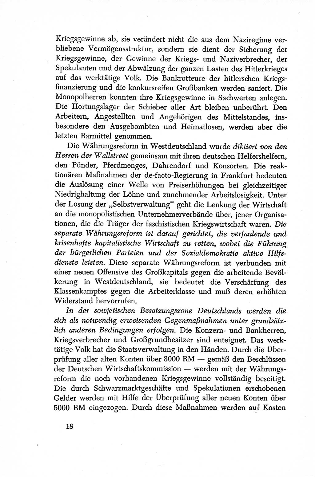 Dokumente der Sozialistischen Einheitspartei Deutschlands (SED) [Sowjetische Besatzungszone (SBZ) Deutschlands/Deutsche Demokratische Republik (DDR)] 1948-1950, Seite 18 (Dok. SED SBZ Dtl. DDR 1948-1950, S. 18)