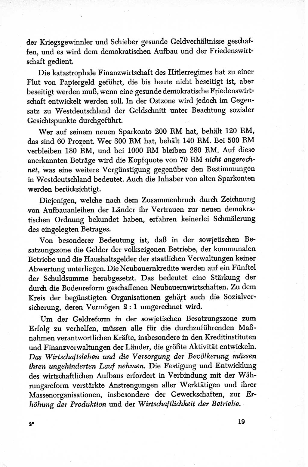 Dokumente der Sozialistischen Einheitspartei Deutschlands (SED) [Sowjetische Besatzungszone (SBZ) Deutschlands/Deutsche Demokratische Republik (DDR)] 1948-1950, Seite 19 (Dok. SED SBZ Dtl. DDR 1948-1950, S. 19)