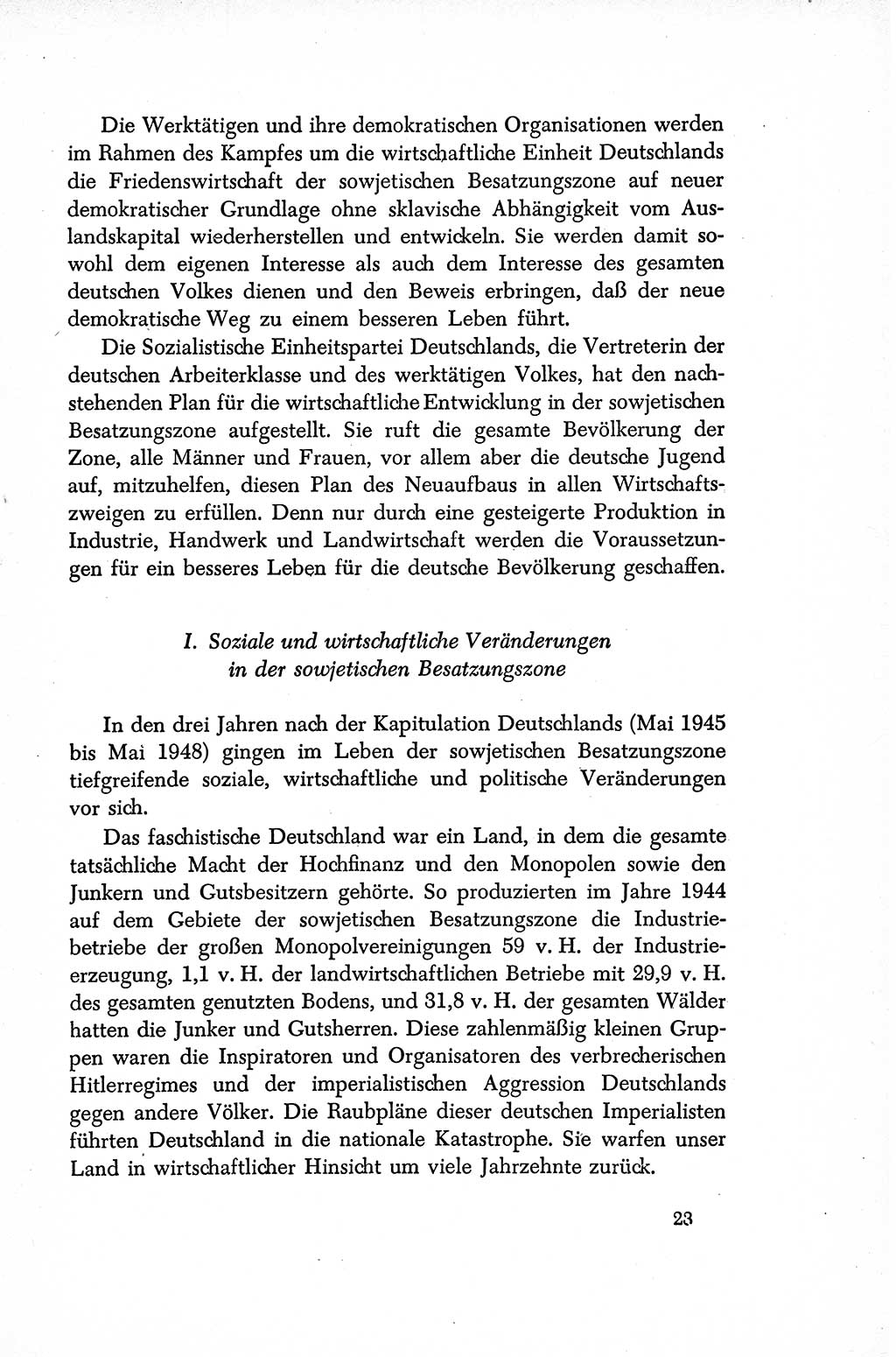Dokumente der Sozialistischen Einheitspartei Deutschlands (SED) [Sowjetische Besatzungszone (SBZ) Deutschlands/Deutsche Demokratische Republik (DDR)] 1948-1950, Seite 23 (Dok. SED SBZ Dtl. DDR 1948-1950, S. 23)