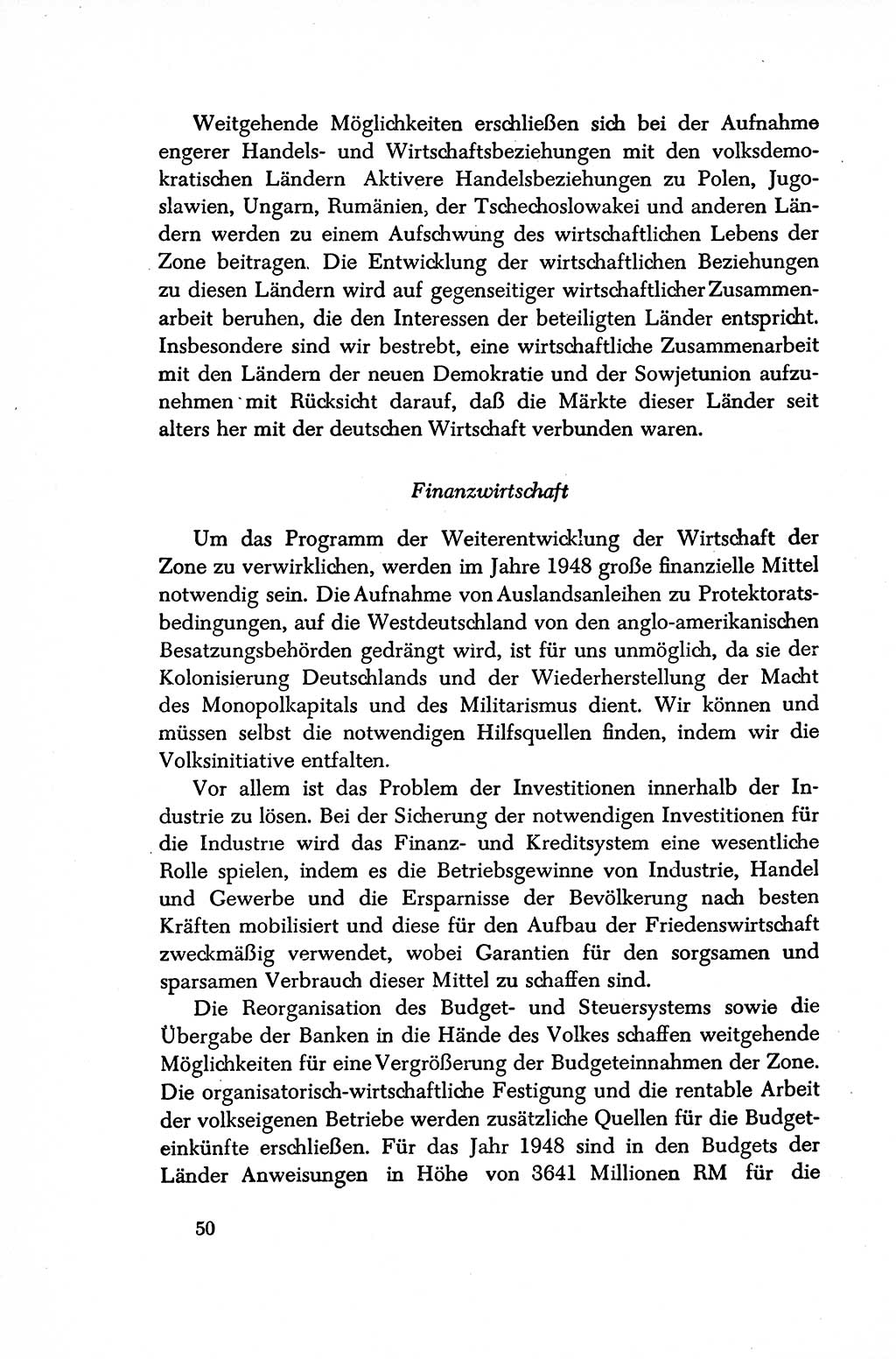 Dokumente der Sozialistischen Einheitspartei Deutschlands (SED) [Sowjetische Besatzungszone (SBZ) Deutschlands/Deutsche Demokratische Republik (DDR)] 1948-1950, Seite 50 (Dok. SED SBZ Dtl. DDR 1948-1950, S. 50)