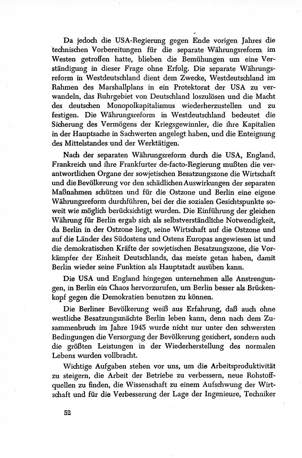 Dokumente der Sozialistischen Einheitspartei Deutschlands (SED) [Sowjetische Besatzungszone (SBZ) Deutschlands/Deutsche Demokratische Republik (DDR)] 1948-1950, Seite 52 (Dok. SED SBZ Dtl. DDR 1948-1950, S. 52)