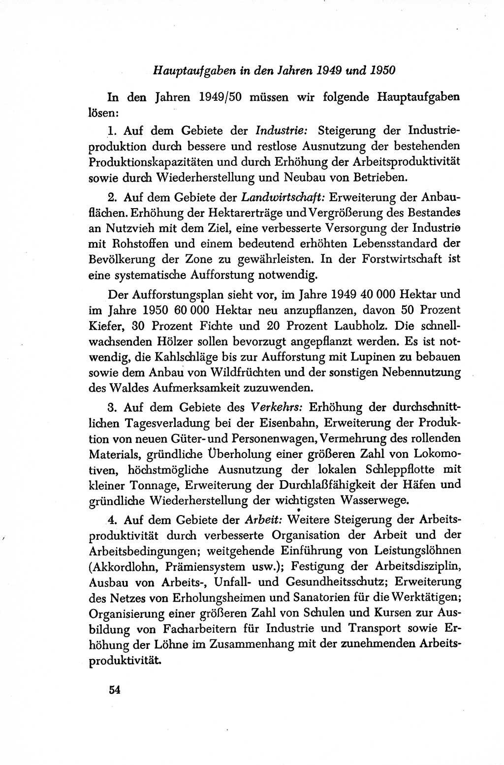 Dokumente der Sozialistischen Einheitspartei Deutschlands (SED) [Sowjetische Besatzungszone (SBZ) Deutschlands/Deutsche Demokratische Republik (DDR)] 1948-1950, Seite 54 (Dok. SED SBZ Dtl. DDR 1948-1950, S. 54)