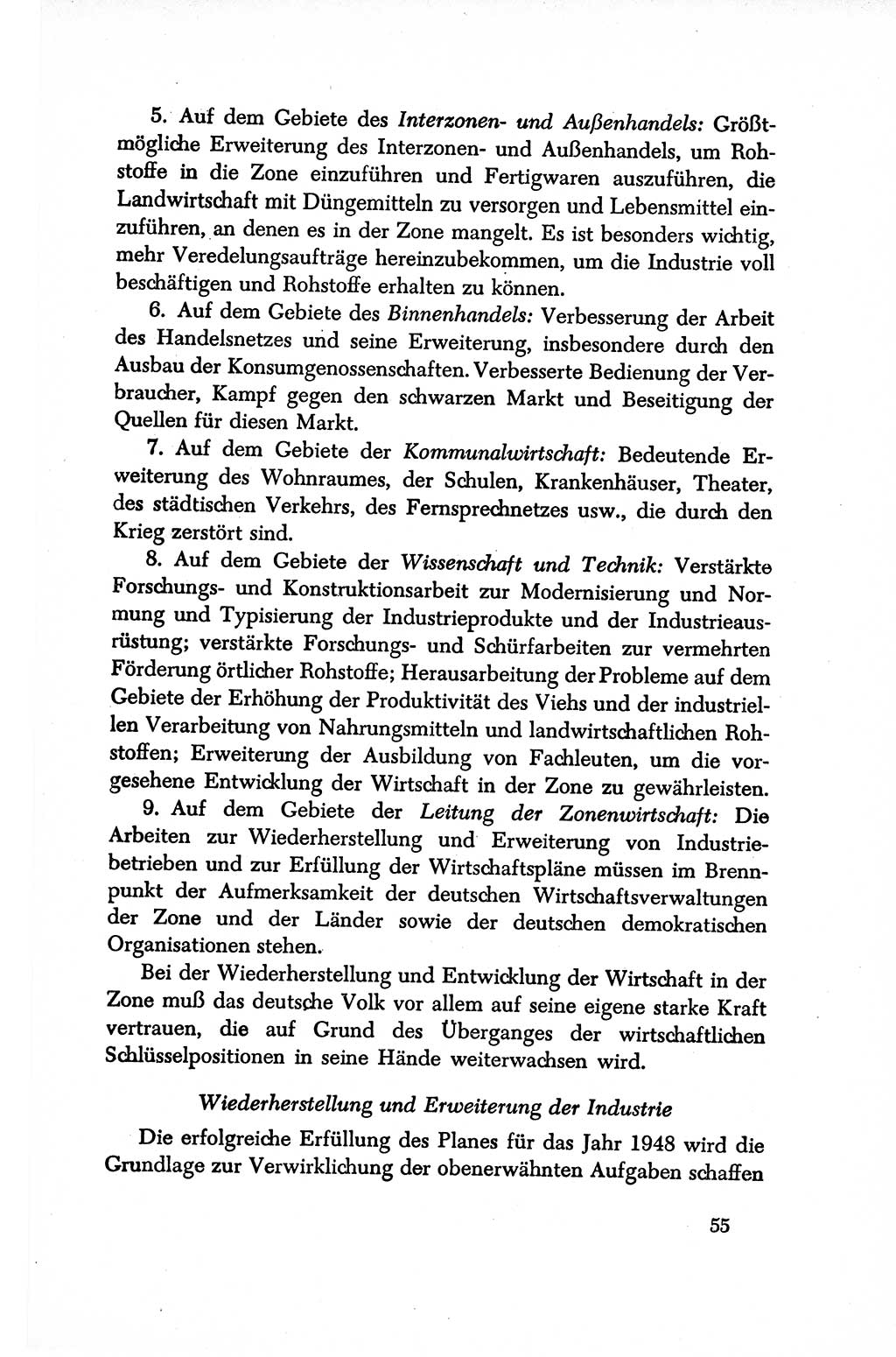 Dokumente der Sozialistischen Einheitspartei Deutschlands (SED) [Sowjetische Besatzungszone (SBZ) Deutschlands/Deutsche Demokratische Republik (DDR)] 1948-1950, Seite 55 (Dok. SED SBZ Dtl. DDR 1948-1950, S. 55)