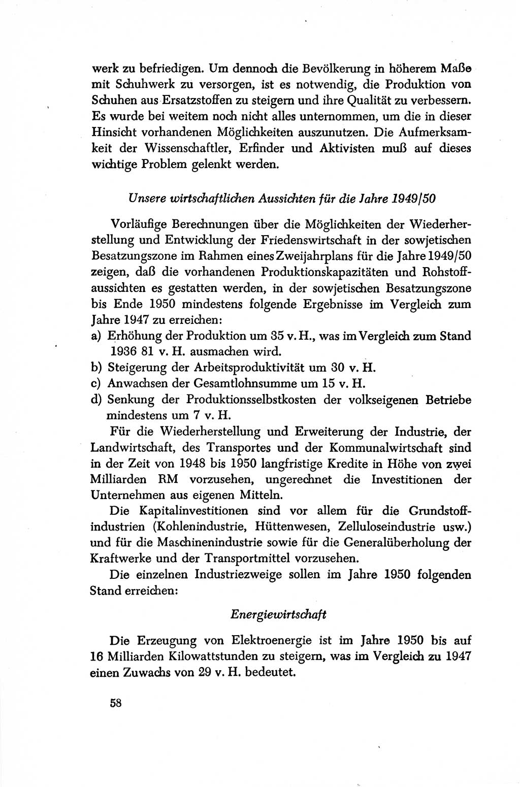 Dokumente der Sozialistischen Einheitspartei Deutschlands (SED) [Sowjetische Besatzungszone (SBZ) Deutschlands/Deutsche Demokratische Republik (DDR)] 1948-1950, Seite 58 (Dok. SED SBZ Dtl. DDR 1948-1950, S. 58)