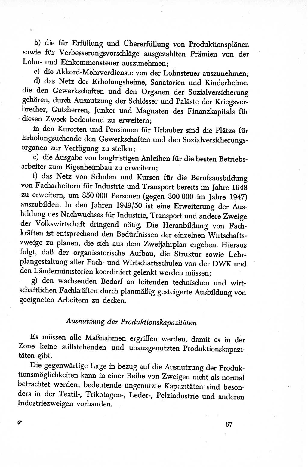 Dokumente der Sozialistischen Einheitspartei Deutschlands (SED) [Sowjetische Besatzungszone (SBZ) Deutschlands/Deutsche Demokratische Republik (DDR)] 1948-1950, Seite 67 (Dok. SED SBZ Dtl. DDR 1948-1950, S. 67)
