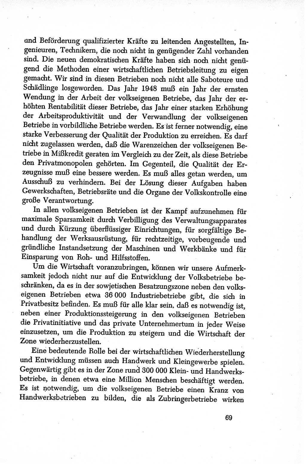 Dokumente der Sozialistischen Einheitspartei Deutschlands (SED) [Sowjetische Besatzungszone (SBZ) Deutschlands/Deutsche Demokratische Republik (DDR)] 1948-1950, Seite 69 (Dok. SED SBZ Dtl. DDR 1948-1950, S. 69)