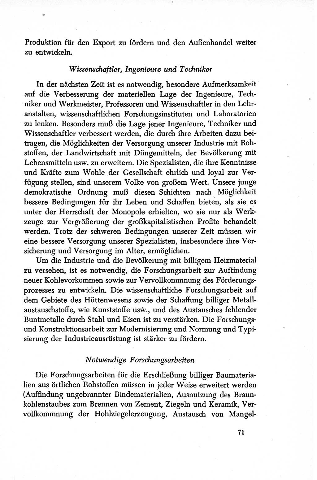 Dokumente der Sozialistischen Einheitspartei Deutschlands (SED) [Sowjetische Besatzungszone (SBZ) Deutschlands/Deutsche Demokratische Republik (DDR)] 1948-1950, Seite 71 (Dok. SED SBZ Dtl. DDR 1948-1950, S. 71)
