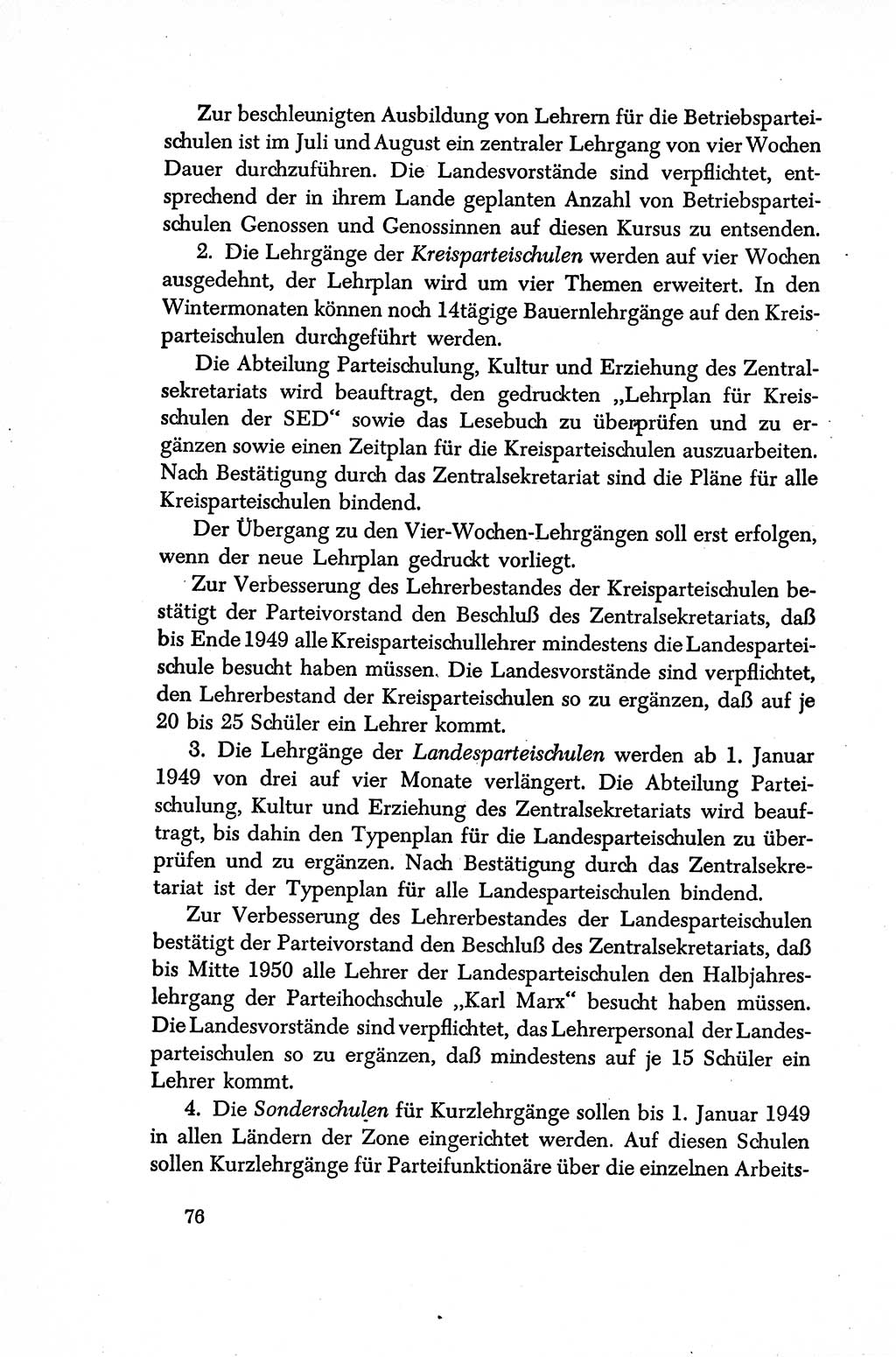 Dokumente der Sozialistischen Einheitspartei Deutschlands (SED) [Sowjetische Besatzungszone (SBZ) Deutschlands/Deutsche Demokratische Republik (DDR)] 1948-1950, Seite 76 (Dok. SED SBZ Dtl. DDR 1948-1950, S. 76)