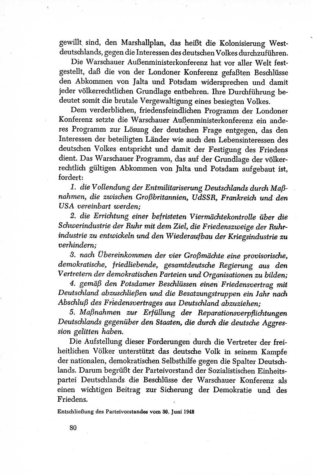 Dokumente der Sozialistischen Einheitspartei Deutschlands (SED) [Sowjetische Besatzungszone (SBZ) Deutschlands/Deutsche Demokratische Republik (DDR)] 1948-1950, Seite 80 (Dok. SED SBZ Dtl. DDR 1948-1950, S. 80)