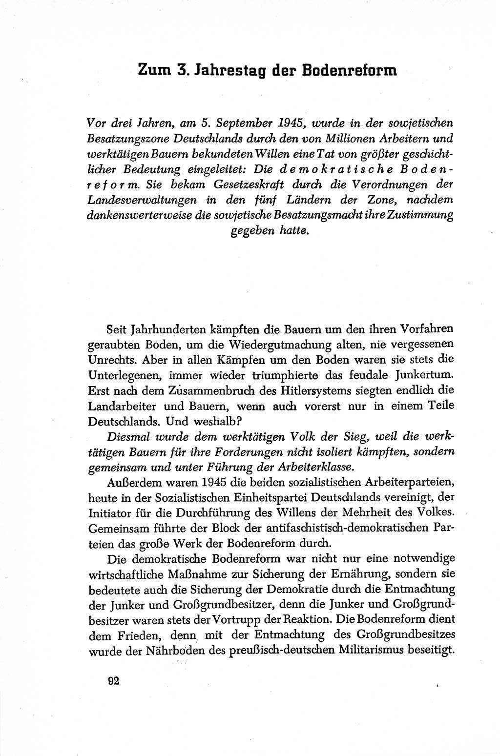 Dokumente der Sozialistischen Einheitspartei Deutschlands (SED) [Sowjetische Besatzungszone (SBZ) Deutschlands/Deutsche Demokratische Republik (DDR)] 1948-1950, Seite 92 (Dok. SED SBZ Dtl. DDR 1948-1950, S. 92)