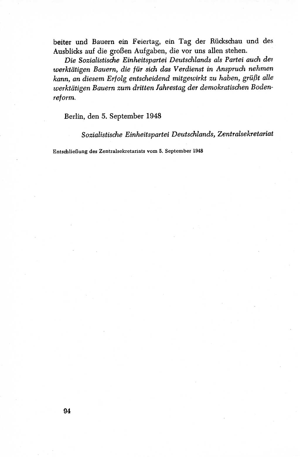 Dokumente der Sozialistischen Einheitspartei Deutschlands (SED) [Sowjetische Besatzungszone (SBZ) Deutschlands/Deutsche Demokratische Republik (DDR)] 1948-1950, Seite 94 (Dok. SED SBZ Dtl. DDR 1948-1950, S. 94)