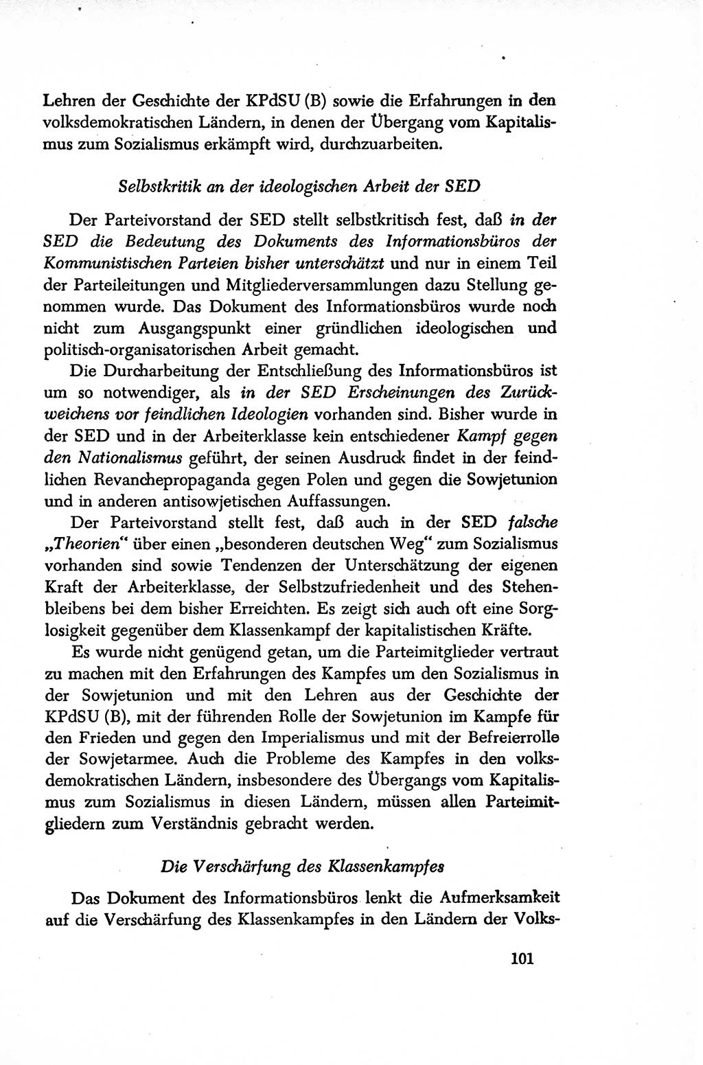 Dokumente der Sozialistischen Einheitspartei Deutschlands (SED) [Sowjetische Besatzungszone (SBZ) Deutschlands/Deutsche Demokratische Republik (DDR)] 1948-1950, Seite 101 (Dok. SED SBZ Dtl. DDR 1948-1950, S. 101)