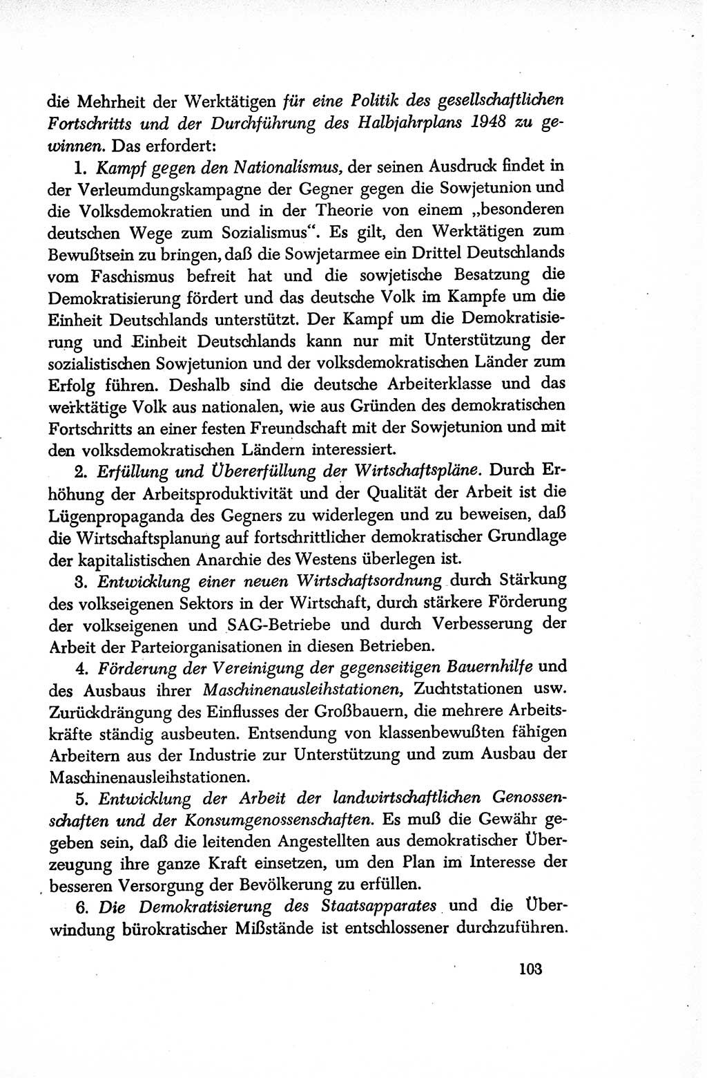 Dokumente der Sozialistischen Einheitspartei Deutschlands (SED) [Sowjetische Besatzungszone (SBZ) Deutschlands/Deutsche Demokratische Republik (DDR)] 1948-1950, Seite 103 (Dok. SED SBZ Dtl. DDR 1948-1950, S. 103)