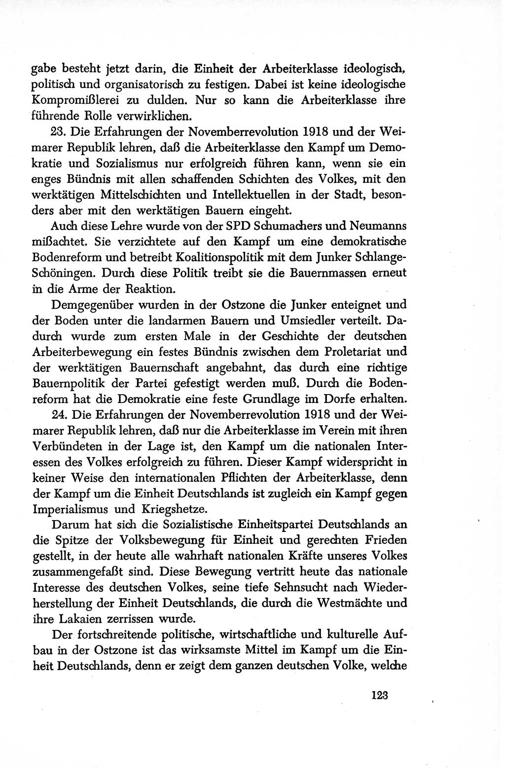 Dokumente der Sozialistischen Einheitspartei Deutschlands (SED) [Sowjetische Besatzungszone (SBZ) Deutschlands/Deutsche Demokratische Republik (DDR)] 1948-1950, Seite 123 (Dok. SED SBZ Dtl. DDR 1948-1950, S. 123)