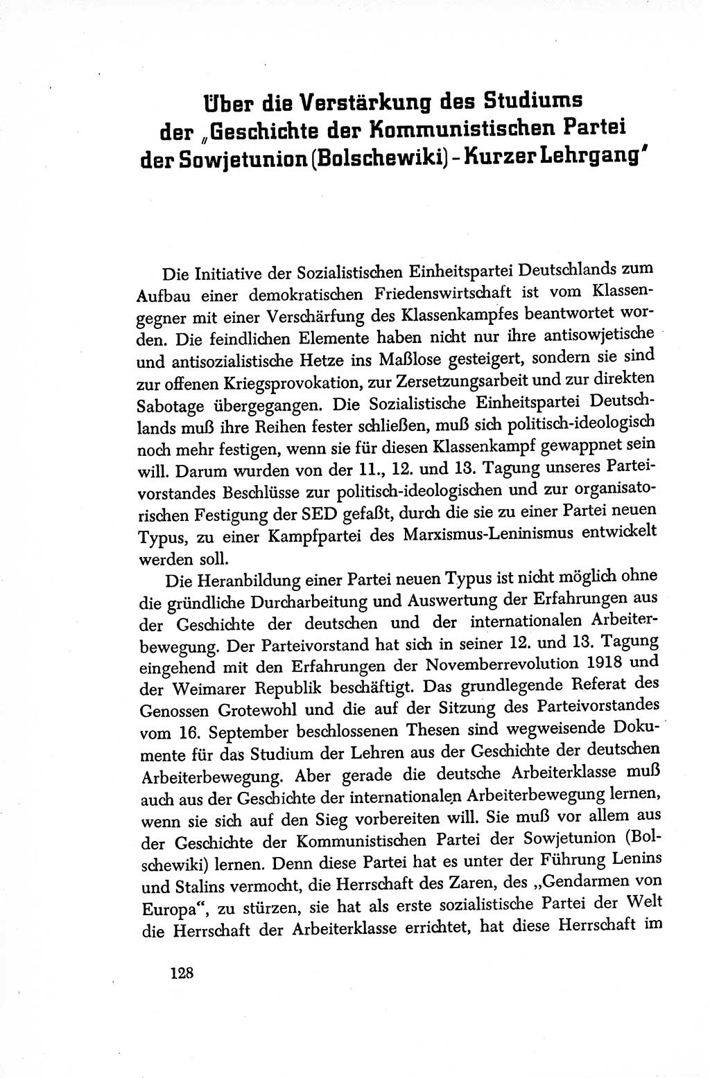 Dokumente der Sozialistischen Einheitspartei Deutschlands (SED) [Sowjetische Besatzungszone (SBZ) Deutschlands/Deutsche Demokratische Republik (DDR)] 1948-1950, Seite 128 (Dok. SED SBZ Dtl. DDR 1948-1950, S. 128)