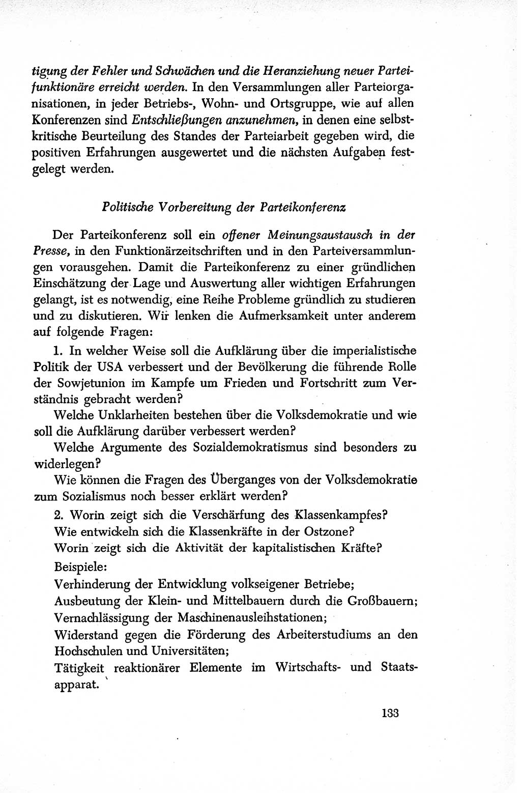 Dokumente der Sozialistischen Einheitspartei Deutschlands (SED) [Sowjetische Besatzungszone (SBZ) Deutschlands/Deutsche Demokratische Republik (DDR)] 1948-1950, Seite 133 (Dok. SED SBZ Dtl. DDR 1948-1950, S. 133)