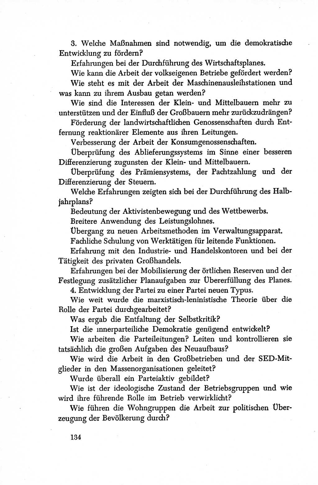 Dokumente der Sozialistischen Einheitspartei Deutschlands (SED) [Sowjetische Besatzungszone (SBZ) Deutschlands/Deutsche Demokratische Republik (DDR)] 1948-1950, Seite 134 (Dok. SED SBZ Dtl. DDR 1948-1950, S. 134)