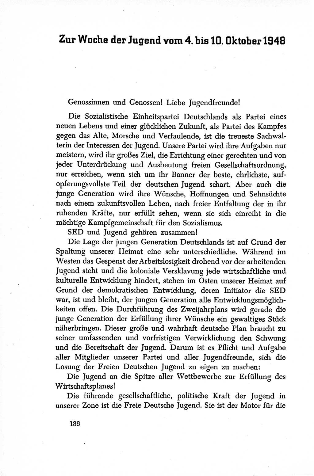 Dokumente der Sozialistischen Einheitspartei Deutschlands (SED) [Sowjetische Besatzungszone (SBZ) Deutschlands/Deutsche Demokratische Republik (DDR)] 1948-1950, Seite 136 (Dok. SED SBZ Dtl. DDR 1948-1950, S. 136)