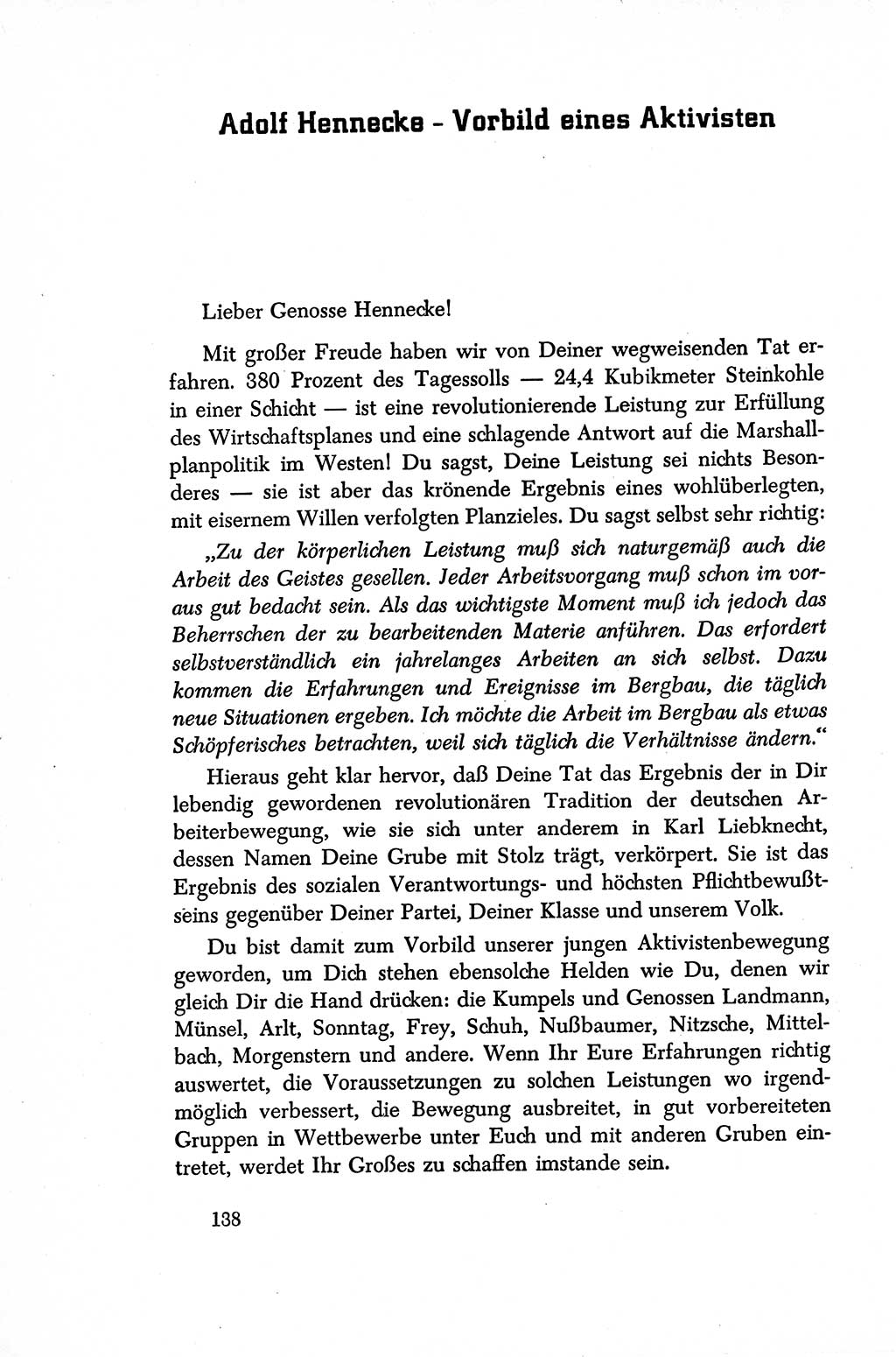 Dokumente der Sozialistischen Einheitspartei Deutschlands (SED) [Sowjetische Besatzungszone (SBZ) Deutschlands/Deutsche Demokratische Republik (DDR)] 1948-1950, Seite 138 (Dok. SED SBZ Dtl. DDR 1948-1950, S. 138)