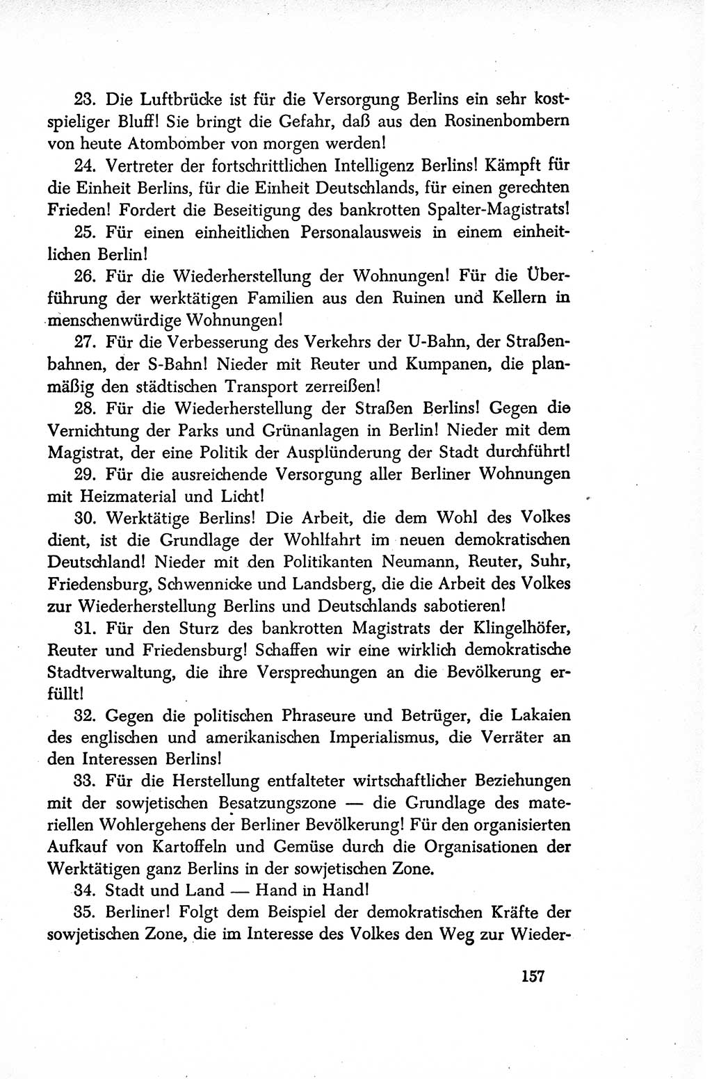 Dokumente der Sozialistischen Einheitspartei Deutschlands (SED) [Sowjetische Besatzungszone (SBZ) Deutschlands/Deutsche Demokratische Republik (DDR)] 1948-1950, Seite 157 (Dok. SED SBZ Dtl. DDR 1948-1950, S. 157)