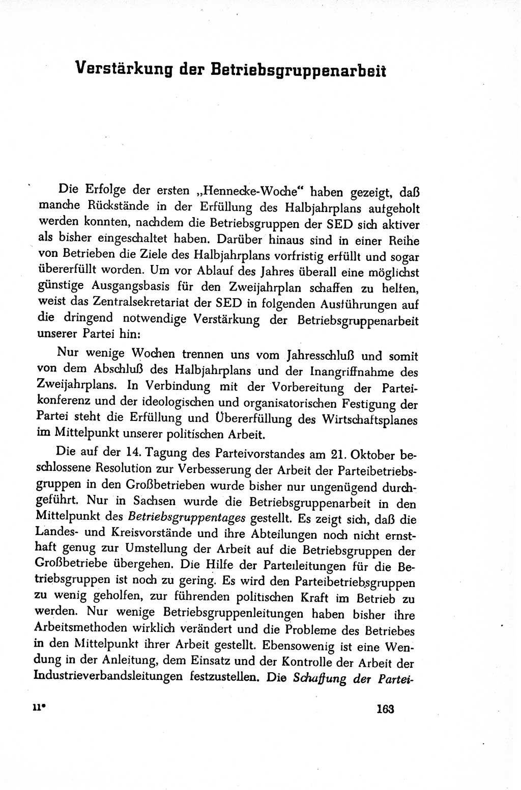 Dokumente der Sozialistischen Einheitspartei Deutschlands (SED) [Sowjetische Besatzungszone (SBZ) Deutschlands/Deutsche Demokratische Republik (DDR)] 1948-1950, Seite 163 (Dok. SED SBZ Dtl. DDR 1948-1950, S. 163)