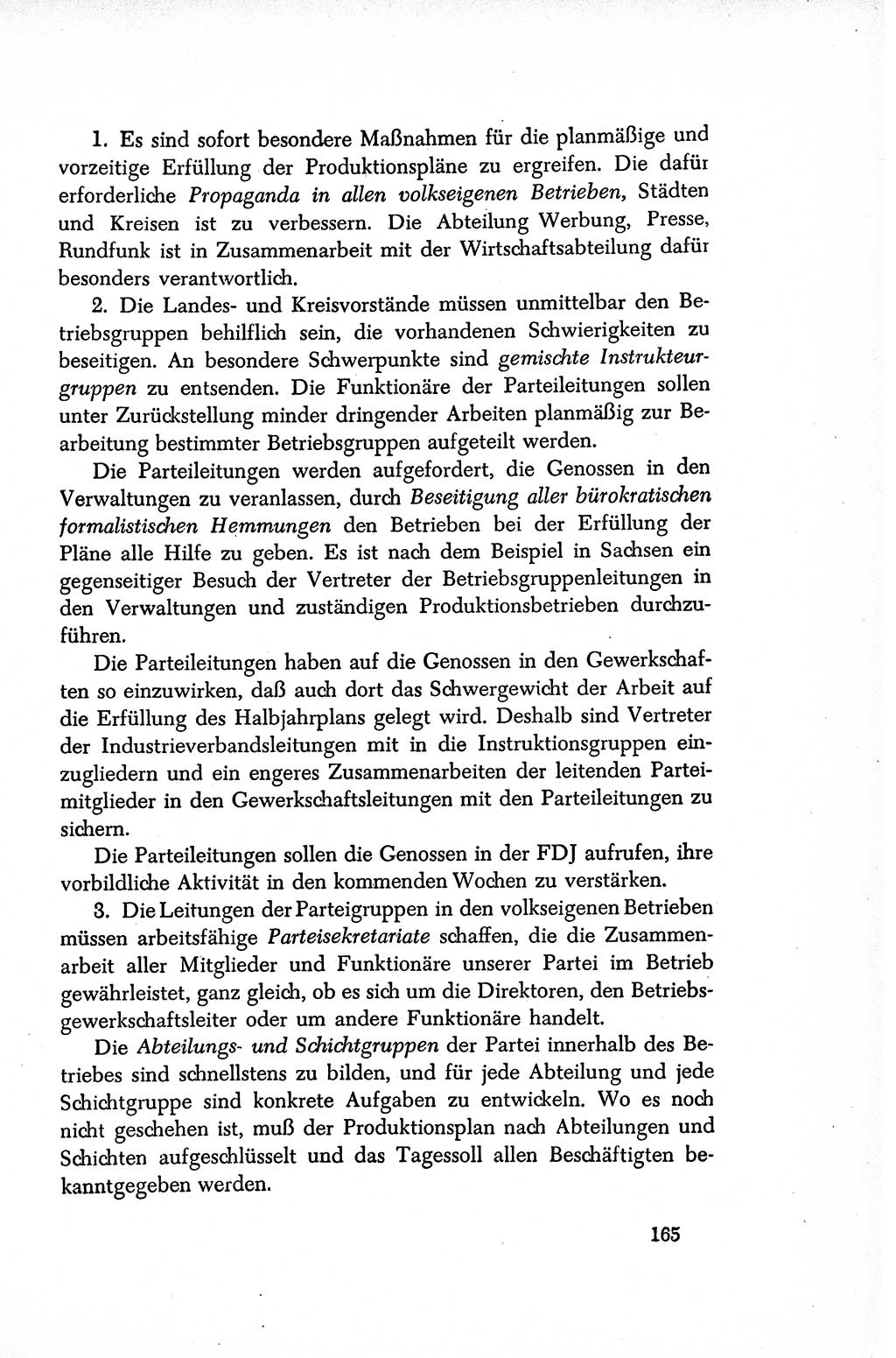 Dokumente der Sozialistischen Einheitspartei Deutschlands (SED) [Sowjetische Besatzungszone (SBZ) Deutschlands/Deutsche Demokratische Republik (DDR)] 1948-1950, Seite 165 (Dok. SED SBZ Dtl. DDR 1948-1950, S. 165)