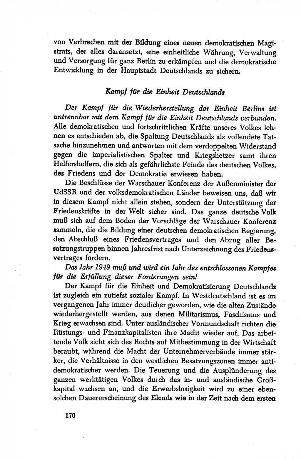 Dokumente der Sozialistischen Einheitspartei Deutschlands (SED) [Sowjetische Besatzungszone (SBZ) Deutschlands/Deutsche Demokratische Republik (DDR)] 1948-1950, Seite 170 (Dok. SED SBZ Dtl. DDR 1948-1950, S. 170)