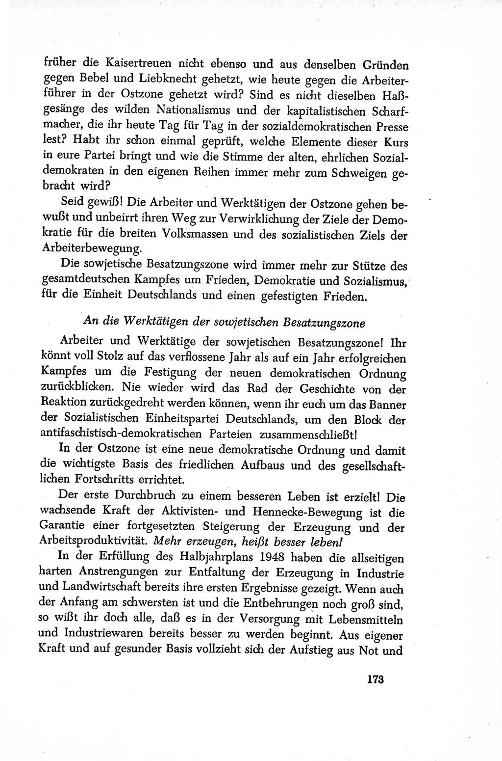 Dokumente der Sozialistischen Einheitspartei Deutschlands (SED) [Sowjetische Besatzungszone (SBZ) Deutschlands/Deutsche Demokratische Republik (DDR)] 1948-1950, Seite 173 (Dok. SED SBZ Dtl. DDR 1948-1950, S. 173)
