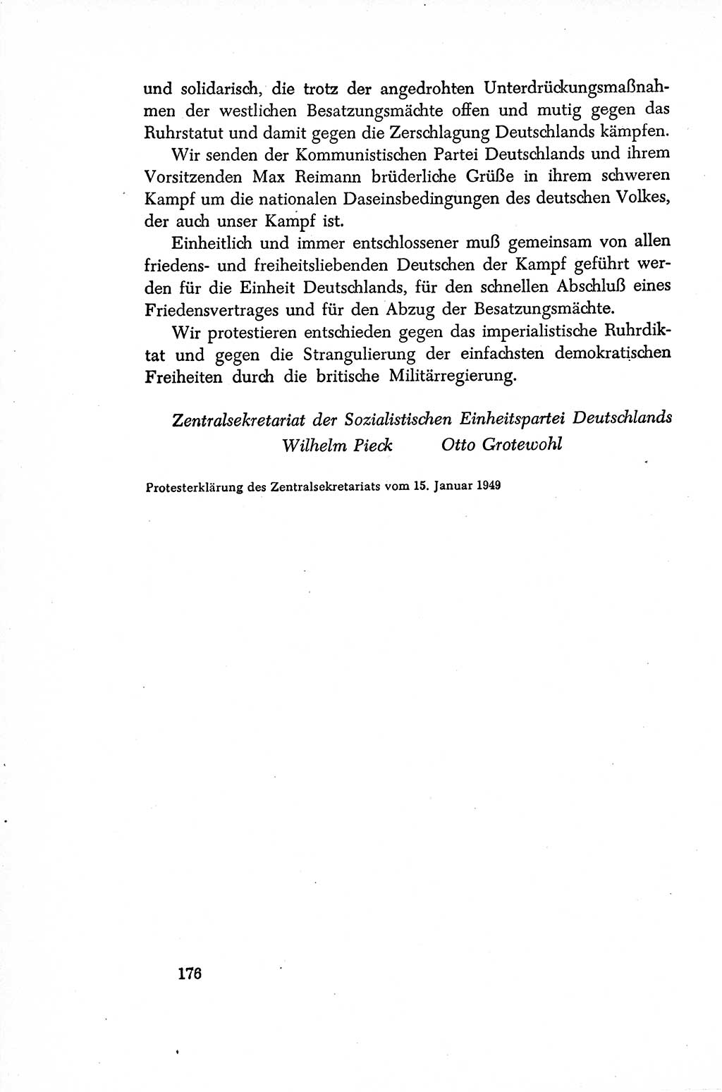Dokumente der Sozialistischen Einheitspartei Deutschlands (SED) [Sowjetische Besatzungszone (SBZ) Deutschlands/Deutsche Demokratische Republik (DDR)] 1948-1950, Seite 176 (Dok. SED SBZ Dtl. DDR 1948-1950, S. 176)