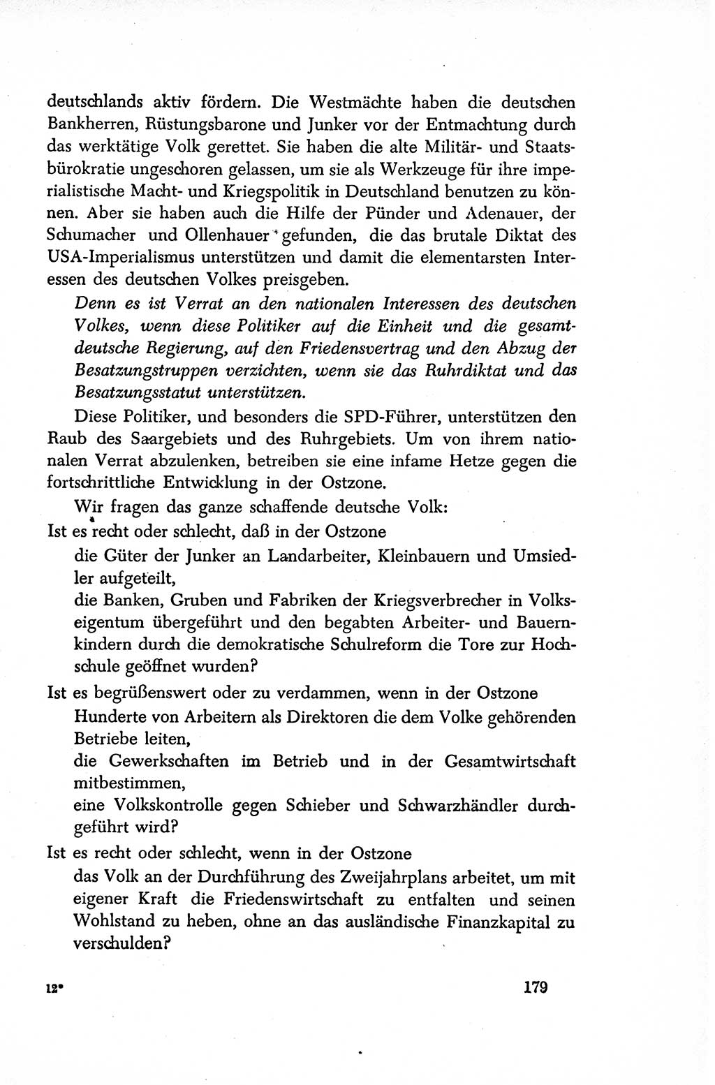 Dokumente der Sozialistischen Einheitspartei Deutschlands (SED) [Sowjetische Besatzungszone (SBZ) Deutschlands/Deutsche Demokratische Republik (DDR)] 1948-1950, Seite 179 (Dok. SED SBZ Dtl. DDR 1948-1950, S. 179)