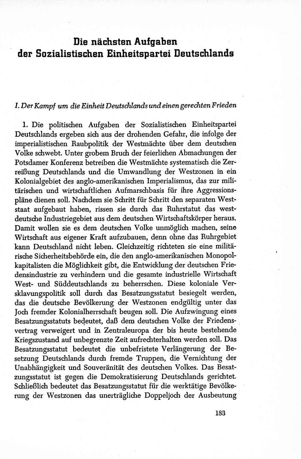 Dokumente der Sozialistischen Einheitspartei Deutschlands (SED) [Sowjetische Besatzungszone (SBZ) Deutschlands/Deutsche Demokratische Republik (DDR)] 1948-1950, Seite 183 (Dok. SED SBZ Dtl. DDR 1948-1950, S. 183)