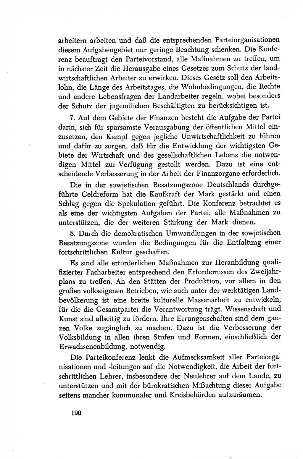 Dokumente der Sozialistischen Einheitspartei Deutschlands (SED) [Sowjetische Besatzungszone (SBZ) Deutschlands/Deutsche Demokratische Republik (DDR)] 1948-1950, Seite 190 (Dok. SED SBZ Dtl. DDR 1948-1950, S. 190)