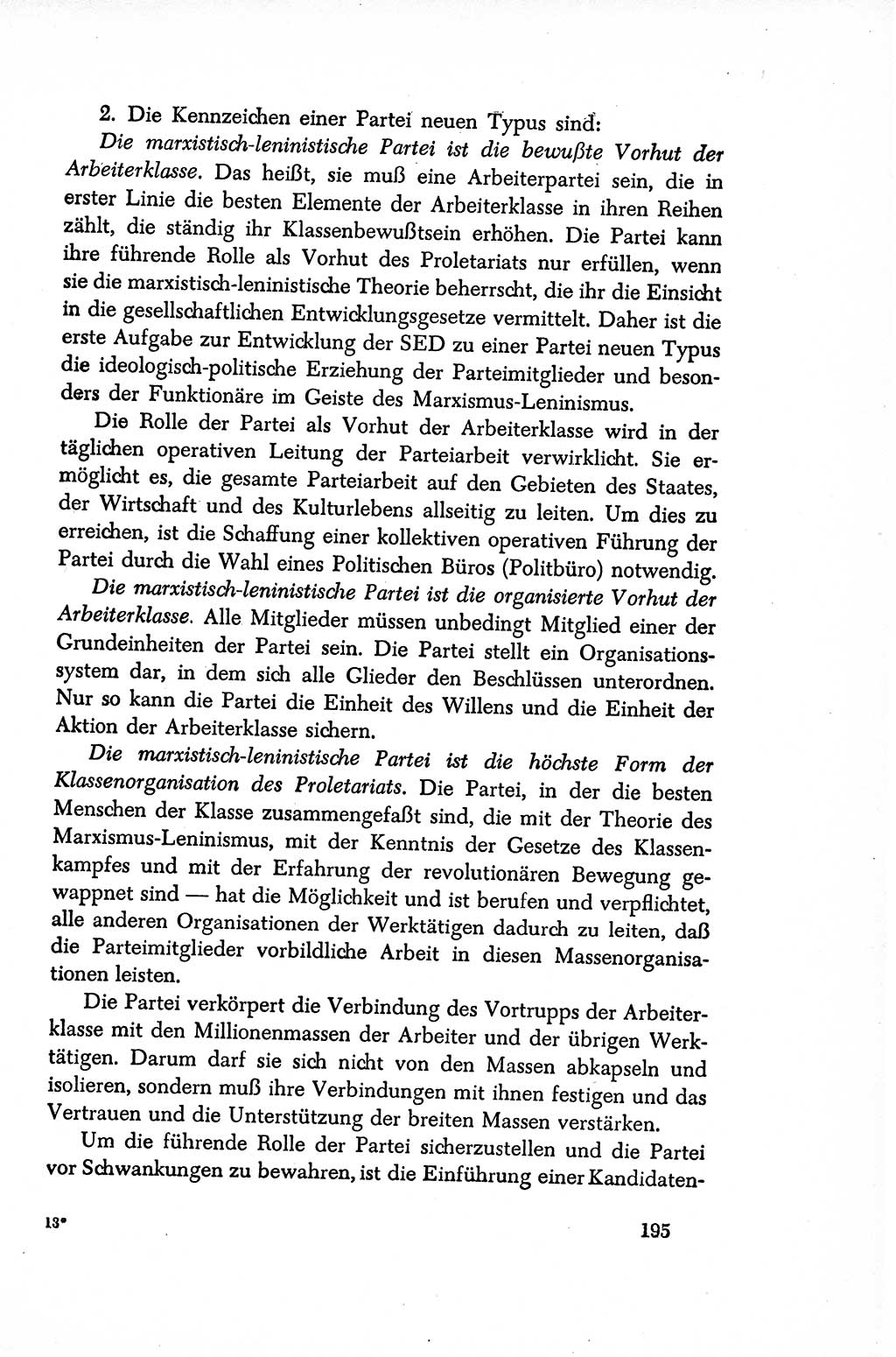 Dokumente der Sozialistischen Einheitspartei Deutschlands (SED) [Sowjetische Besatzungszone (SBZ) Deutschlands/Deutsche Demokratische Republik (DDR)] 1948-1950, Seite 195 (Dok. SED SBZ Dtl. DDR 1948-1950, S. 195)