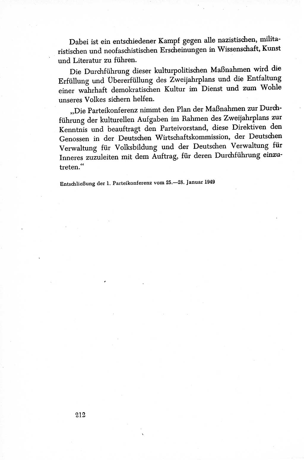 Dokumente der Sozialistischen Einheitspartei Deutschlands (SED) [Sowjetische Besatzungszone (SBZ) Deutschlands/Deutsche Demokratische Republik (DDR)] 1948-1950, Seite 212 (Dok. SED SBZ Dtl. DDR 1948-1950, S. 212)