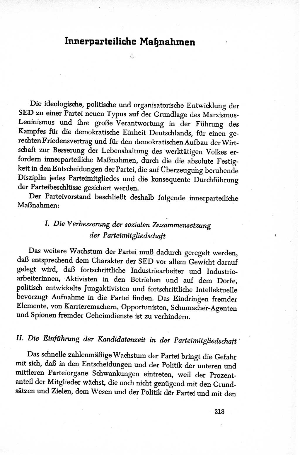 Dokumente der Sozialistischen Einheitspartei Deutschlands (SED) [Sowjetische Besatzungszone (SBZ) Deutschlands/Deutsche Demokratische Republik (DDR)] 1948-1950, Seite 213 (Dok. SED SBZ Dtl. DDR 1948-1950, S. 213)