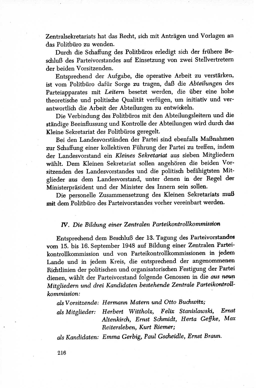 Dokumente der Sozialistischen Einheitspartei Deutschlands (SED) [Sowjetische Besatzungszone (SBZ) Deutschlands/Deutsche Demokratische Republik (DDR)] 1948-1950, Seite 216 (Dok. SED SBZ Dtl. DDR 1948-1950, S. 216)