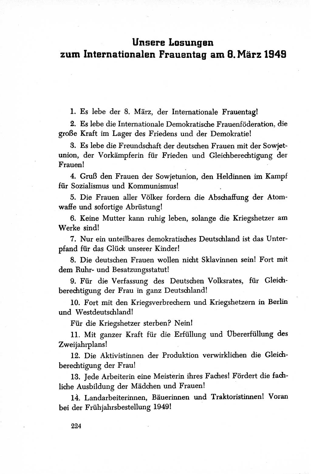 Dokumente der Sozialistischen Einheitspartei Deutschlands (SED) [Sowjetische Besatzungszone (SBZ) Deutschlands/Deutsche Demokratische Republik (DDR)] 1948-1950, Seite 224 (Dok. SED SBZ Dtl. DDR 1948-1950, S. 224)