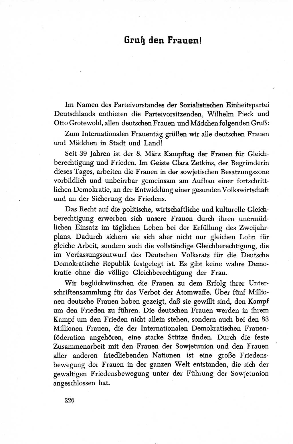 Dokumente der Sozialistischen Einheitspartei Deutschlands (SED) [Sowjetische Besatzungszone (SBZ) Deutschlands/Deutsche Demokratische Republik (DDR)] 1948-1950, Seite 226 (Dok. SED SBZ Dtl. DDR 1948-1950, S. 226)