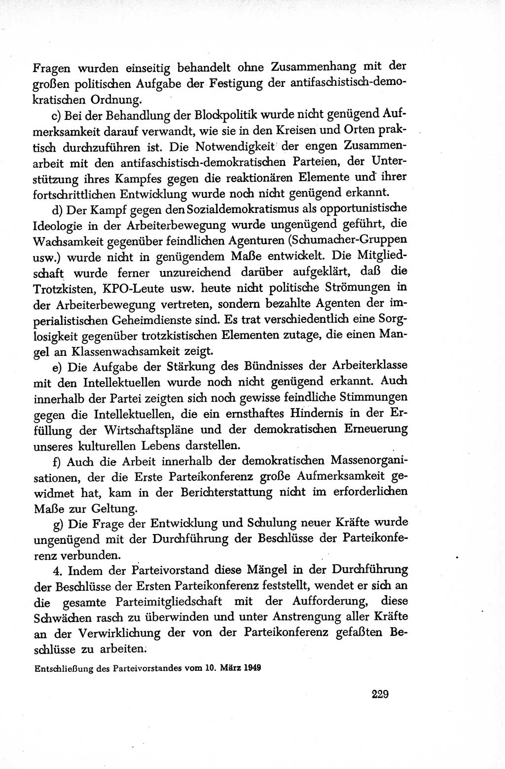 Dokumente der Sozialistischen Einheitspartei Deutschlands (SED) [Sowjetische Besatzungszone (SBZ) Deutschlands/Deutsche Demokratische Republik (DDR)] 1948-1950, Seite 229 (Dok. SED SBZ Dtl. DDR 1948-1950, S. 229)