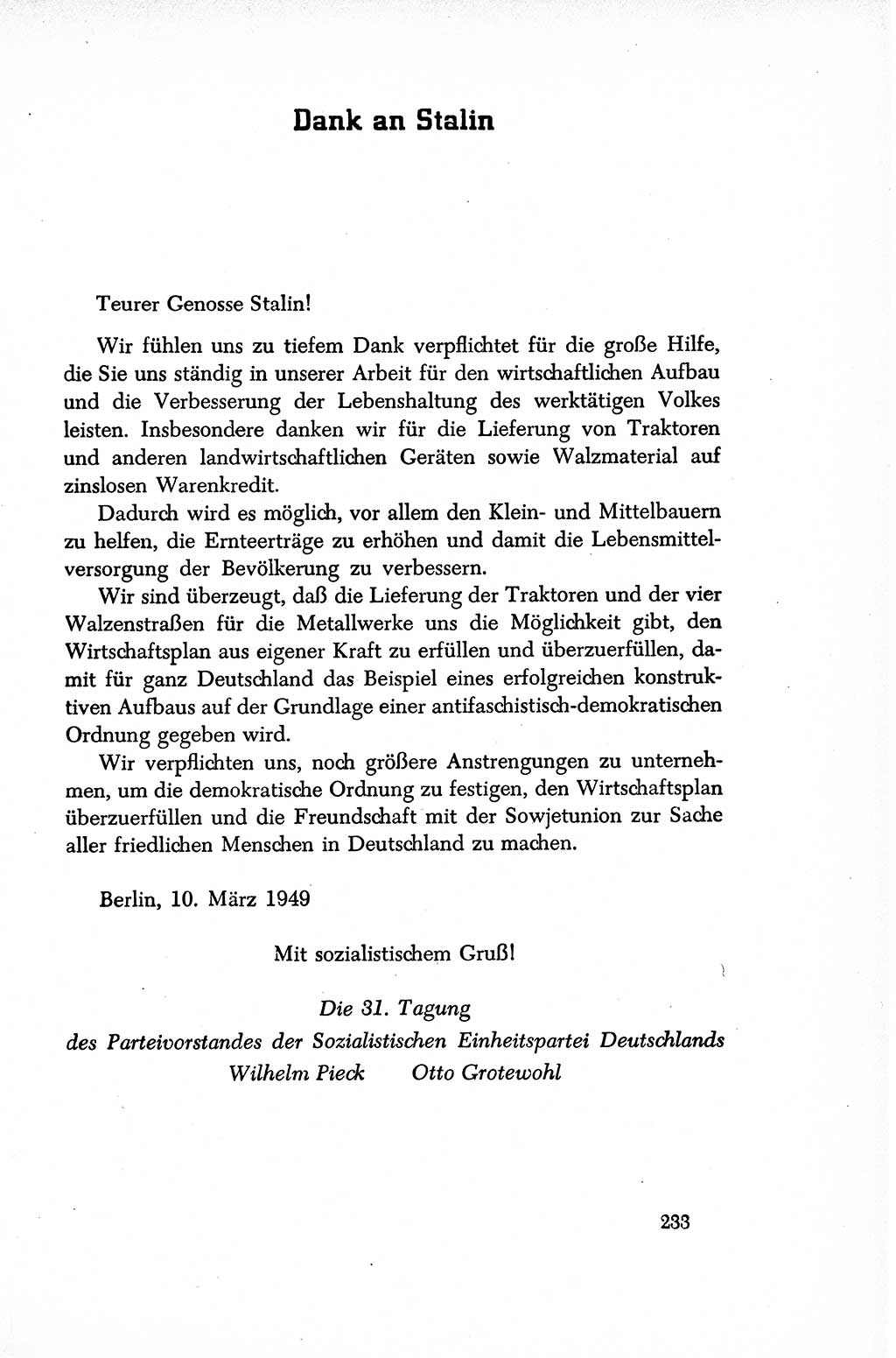 Dokumente der Sozialistischen Einheitspartei Deutschlands (SED) [Sowjetische Besatzungszone (SBZ) Deutschlands/Deutsche Demokratische Republik (DDR)] 1948-1950, Seite 233 (Dok. SED SBZ Dtl. DDR 1948-1950, S. 233)