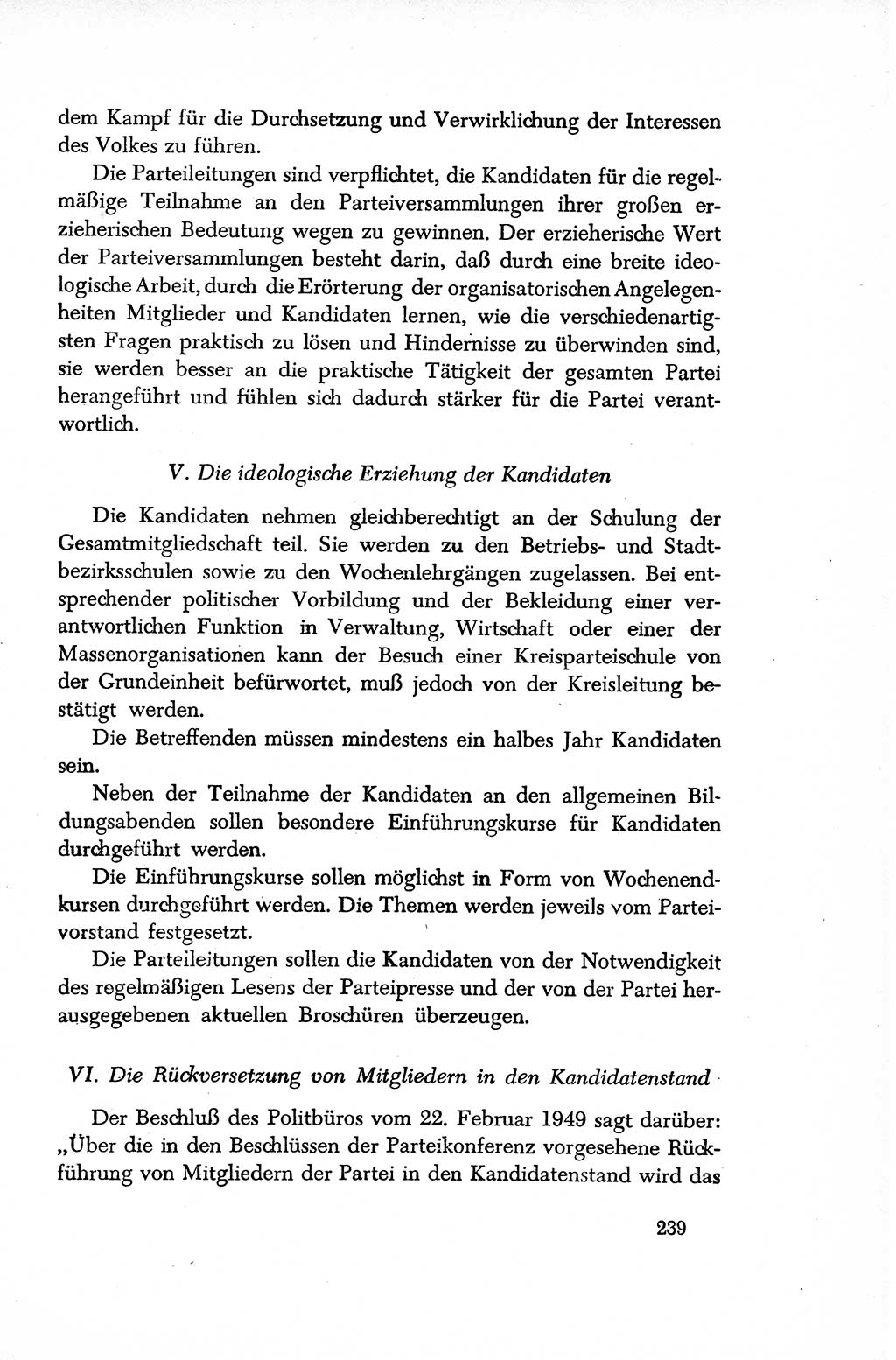 Dokumente der Sozialistischen Einheitspartei Deutschlands (SED) [Sowjetische Besatzungszone (SBZ) Deutschlands/Deutsche Demokratische Republik (DDR)] 1948-1950, Seite 239 (Dok. SED SBZ Dtl. DDR 1948-1950, S. 239)